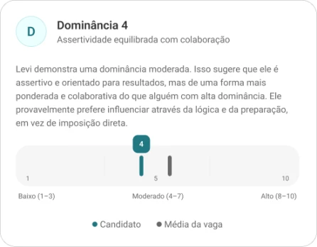 Card de análise DISC de um candidato