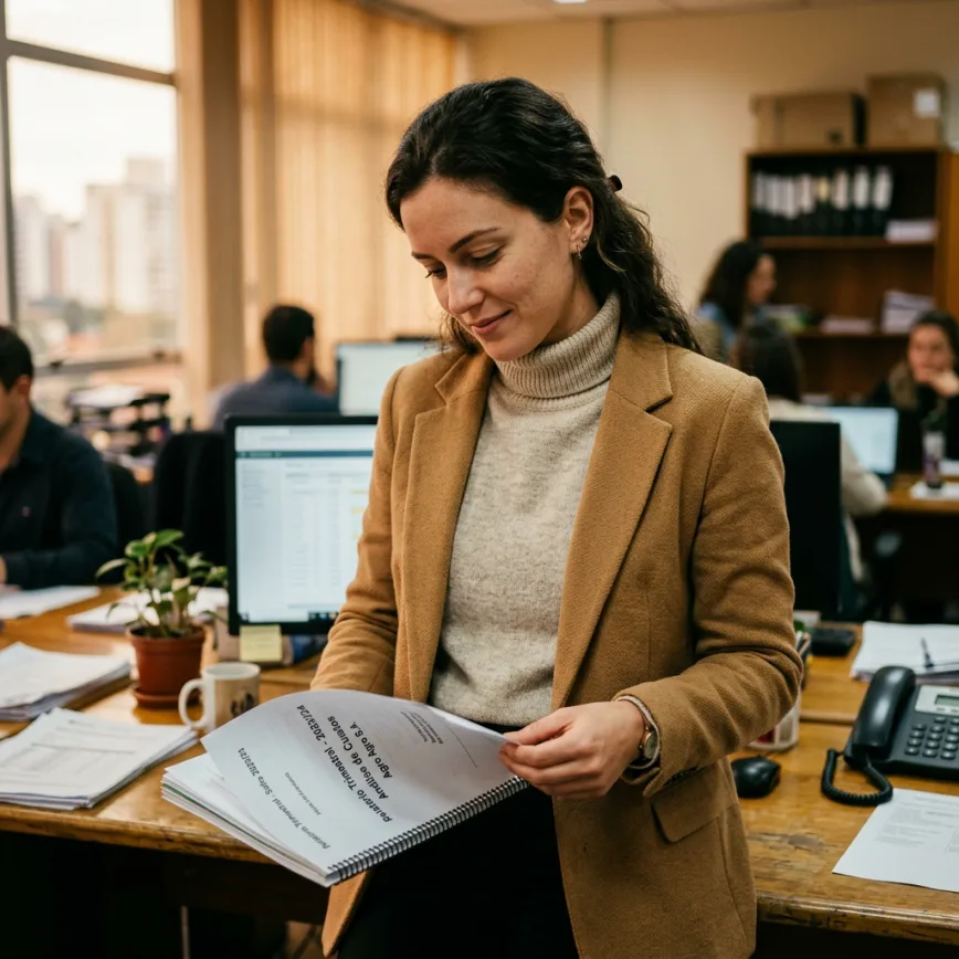 Recrutadora analisando os requisitos de uma vaga no escritório