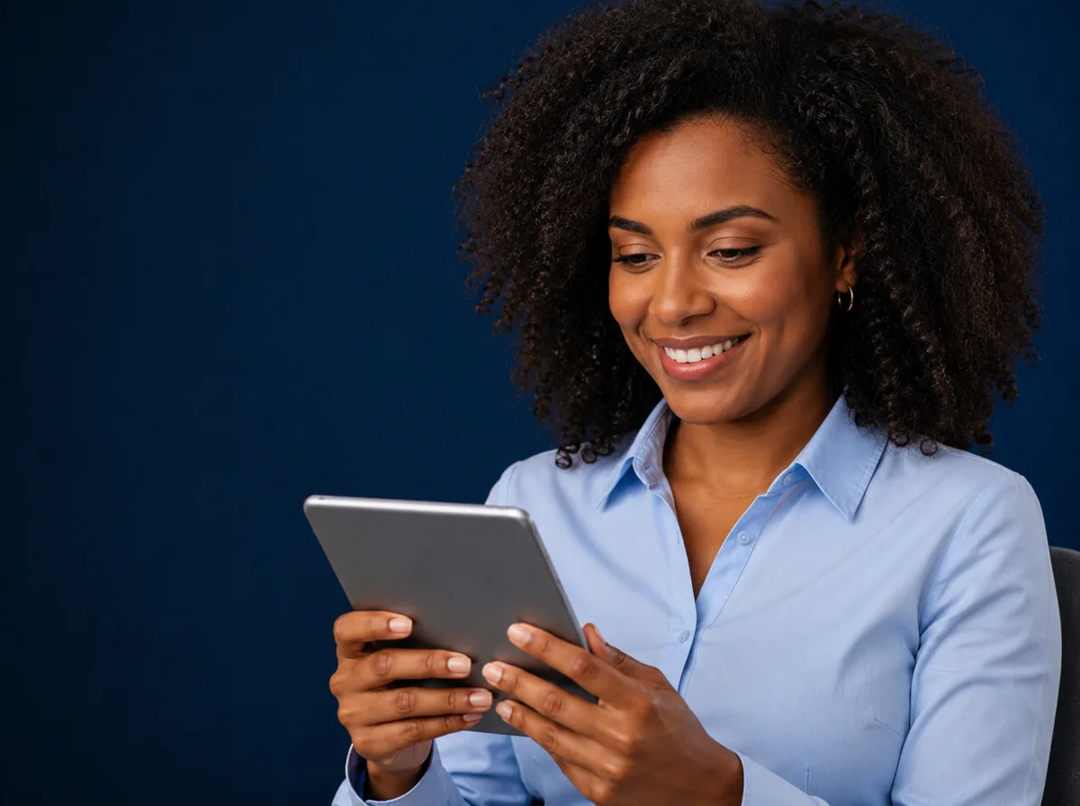 Gerente de loja consultando o processo seletivo no tablet