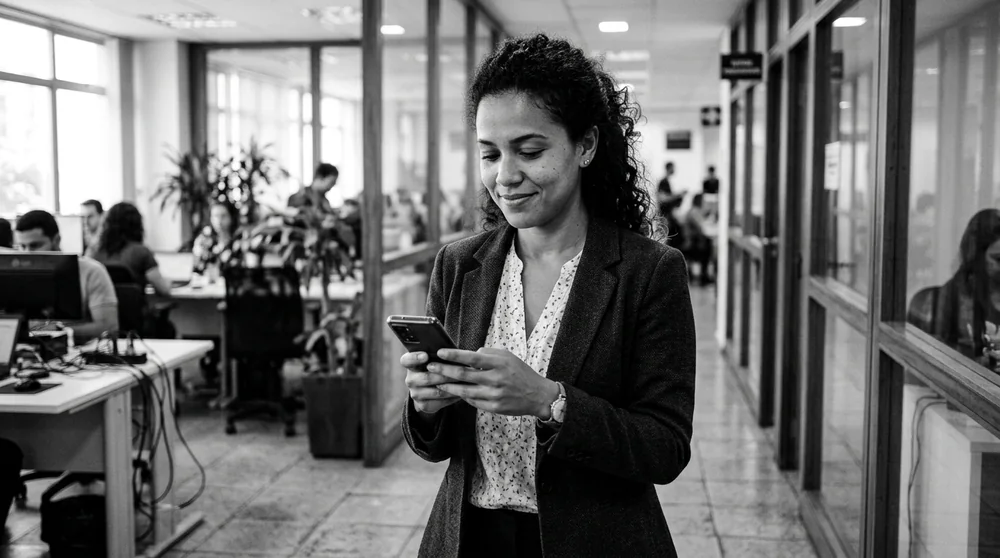 Candidata conversando com o recrutador pelo celular